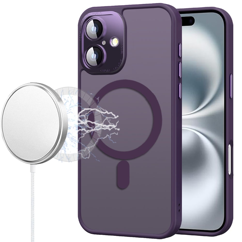 For Apple iPhone 17 (6.3") Complete Protection HQ Matte Translucent Hybrid Shockproof w/ Camera Protector Compatible with MagSafe Case Cover Purple