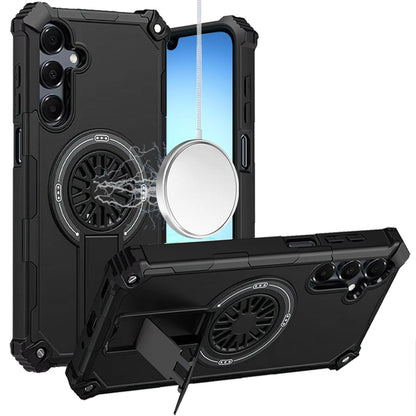 For Samsung Galaxy A17 5G Texture Design Invisible Kickstand Case, MagSafe Compatible Hybrid Shockproof Cover, Car Mount Friendly Case Cover