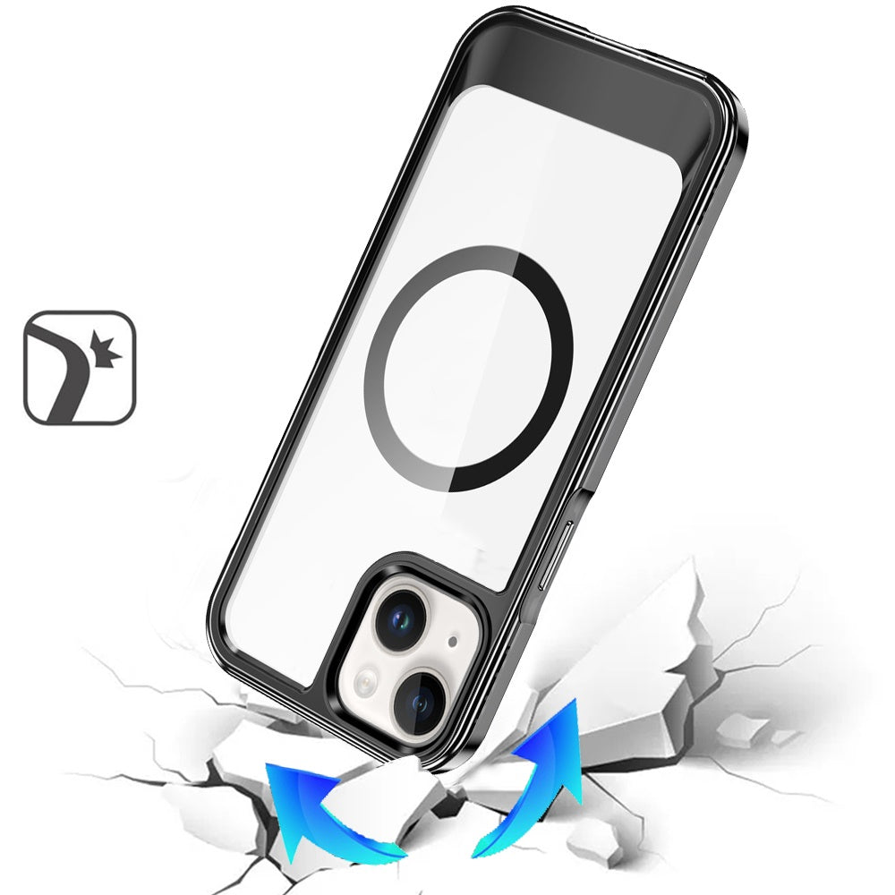 For Apple iPhone 16 Plus (6.7") Transparent HQ Hybrid Slim, Shockproof, Compatible with MagSafe wireless charging & Military-Grade Case Cover