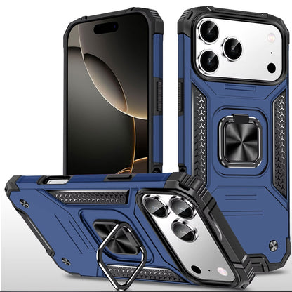 For Apple iPhone 17 Pro Max Armor Hybrid Magnetic Stand with Ring Holder Kickstand Shockproof Heavy-Duty Durable Rugged TPU Dual Layer Case Cover