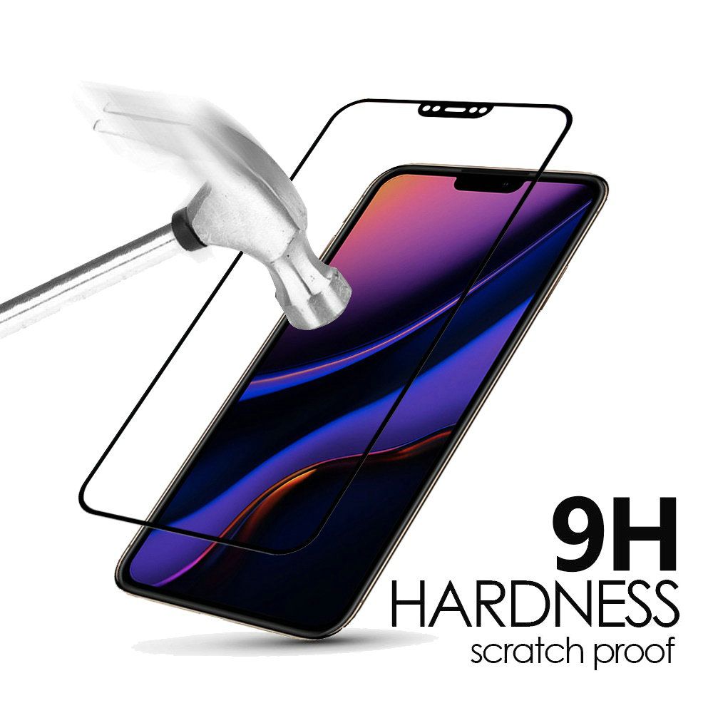 For iPhone XR Tempered Glass Screen Protector, Black Edge HD Clear, Scratch Resistant, Anti-Fingerprint, Easy Install, 9H Hardness Protector Black