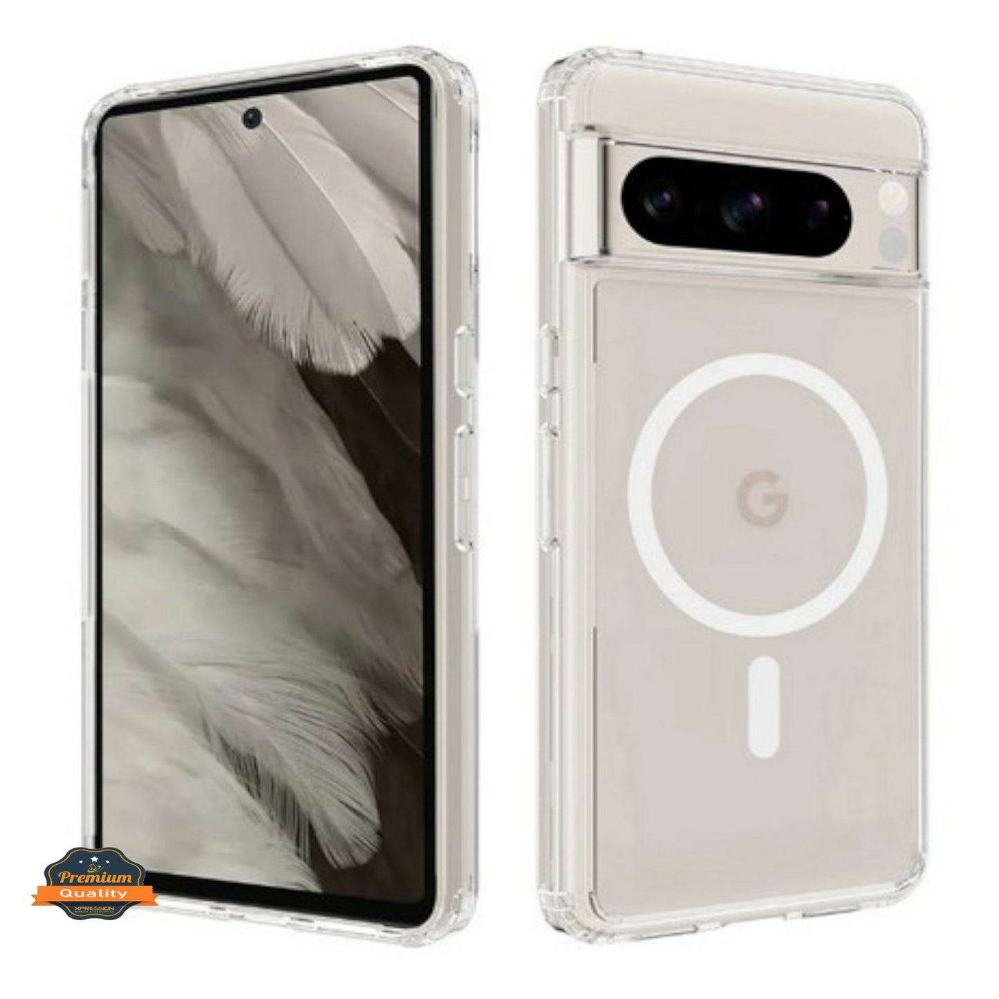 For Google Pixel 9 Pro XL (6.8") Magnetic Cristal Clear Design Compatible with Magsafe Wireless Charger PC + TPU Hybrid Slim Transparent Case Cover Clear