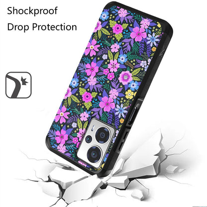 For Cricket Outlast 5G (2024) Slim Tough Strong Protection Shock Absorption Hybrid Dual Layer Hard PC + TPU Rubber Silicone Armor Case Cover Mystical Floral Boom