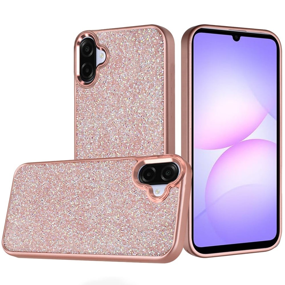 For Samsung Galaxy A07 Crystal Sparkle Diamond Glass Full Mini Glitter Bling Frame TPU Hybrid Protective Case Cover