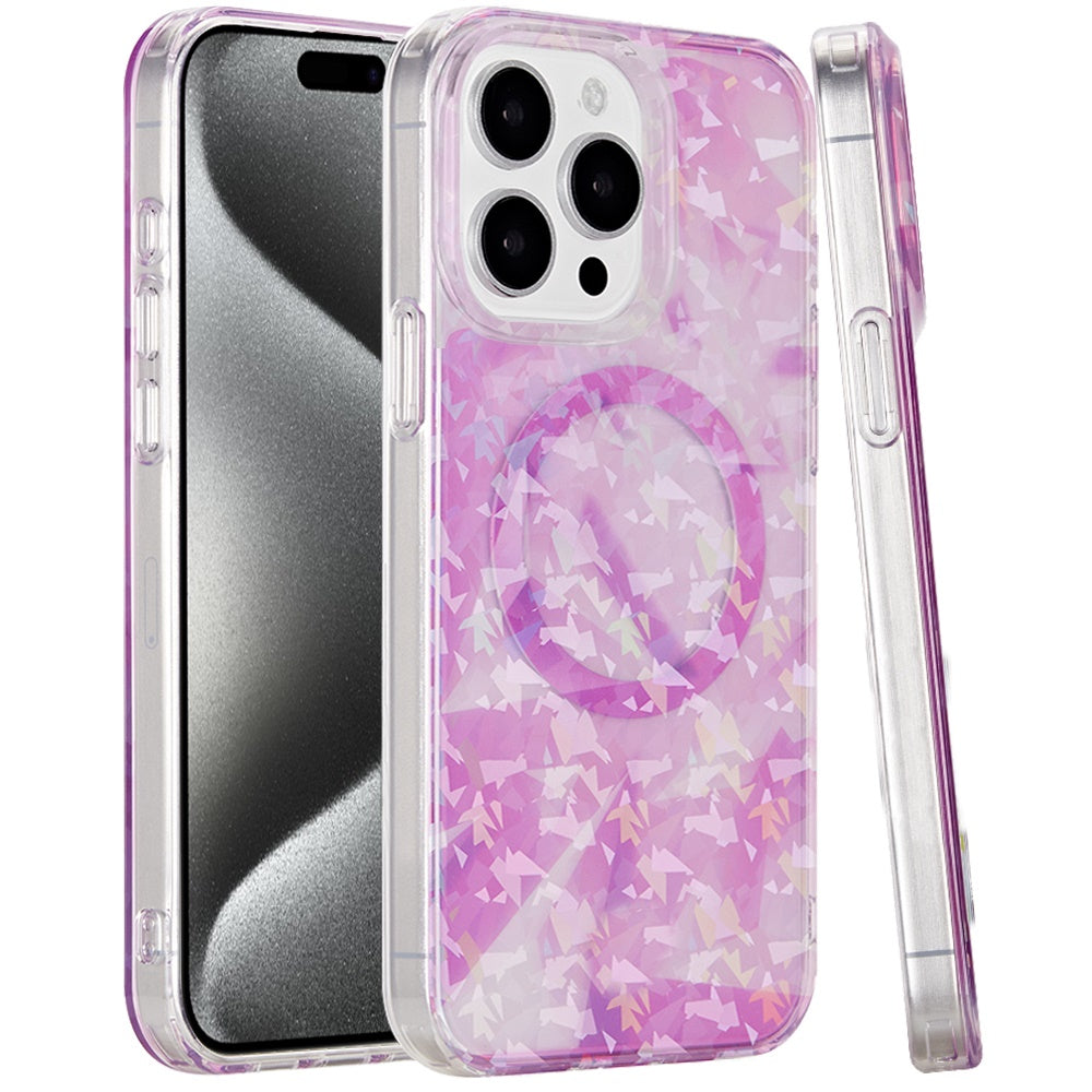 For Apple iPhone 16 Pro (6.3") Floral Pattern Design Cute Clear Hybrid Compatible with Magsafe Double Layer Soft TPU Hard PC Case Cover