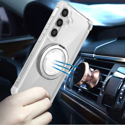For Samsung Galaxy S23+ / S23 Plus Magnetic [Compatible with Magsafe] with 360° Rotatable Ring Holder Invisible Stand Transparent Case Cover Clear
