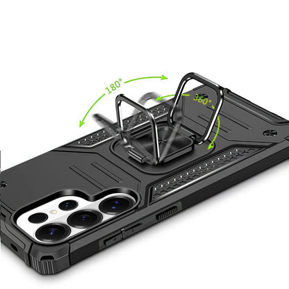 For Samsung Galaxy S26 Ultra Armor Hybrid Magnetic Stand with Ring Holder Kickstand Shockproof Heavy-Duty Durable Rugged TPU Dual Layer Case Cover