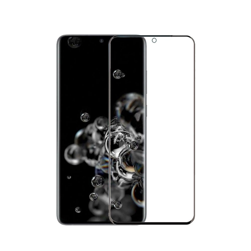 For Samsung Galaxy S20 Ultra Premium Tempered Glass Screen Protector Designed to allow full functionality Fingerprint Unlock 3D Curved Edge Glass Full coverage Protector Clear Black