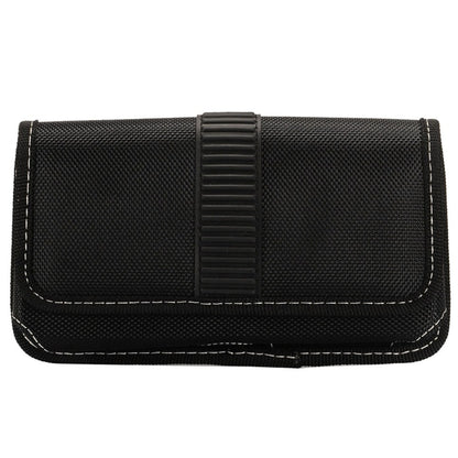 For Apple iPhone 16 Pro (6.3") Rugged Canvas Cellphone Belt Clip Cover Holster Pouch Holder with Belt Loops Universal Horizontal Carrying Case [Black]