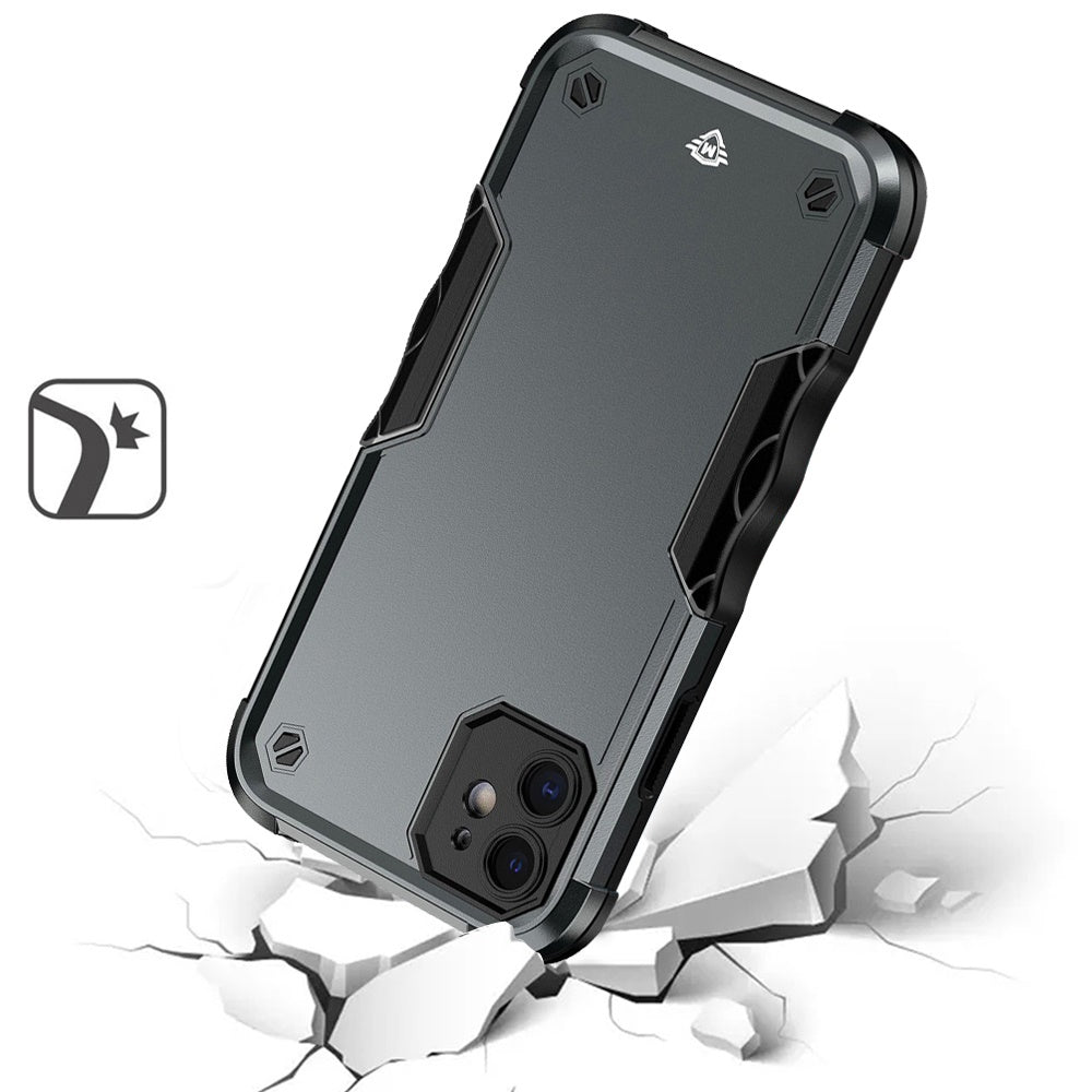 For iPhone 12 / iPhone 12 Pro (6.1") Slim Fit Back Hybrid Lightweight Shockproof 2-in-1 Hybrid Hard PC Bumper Frame Armor Protection Case Cover Grey+Black