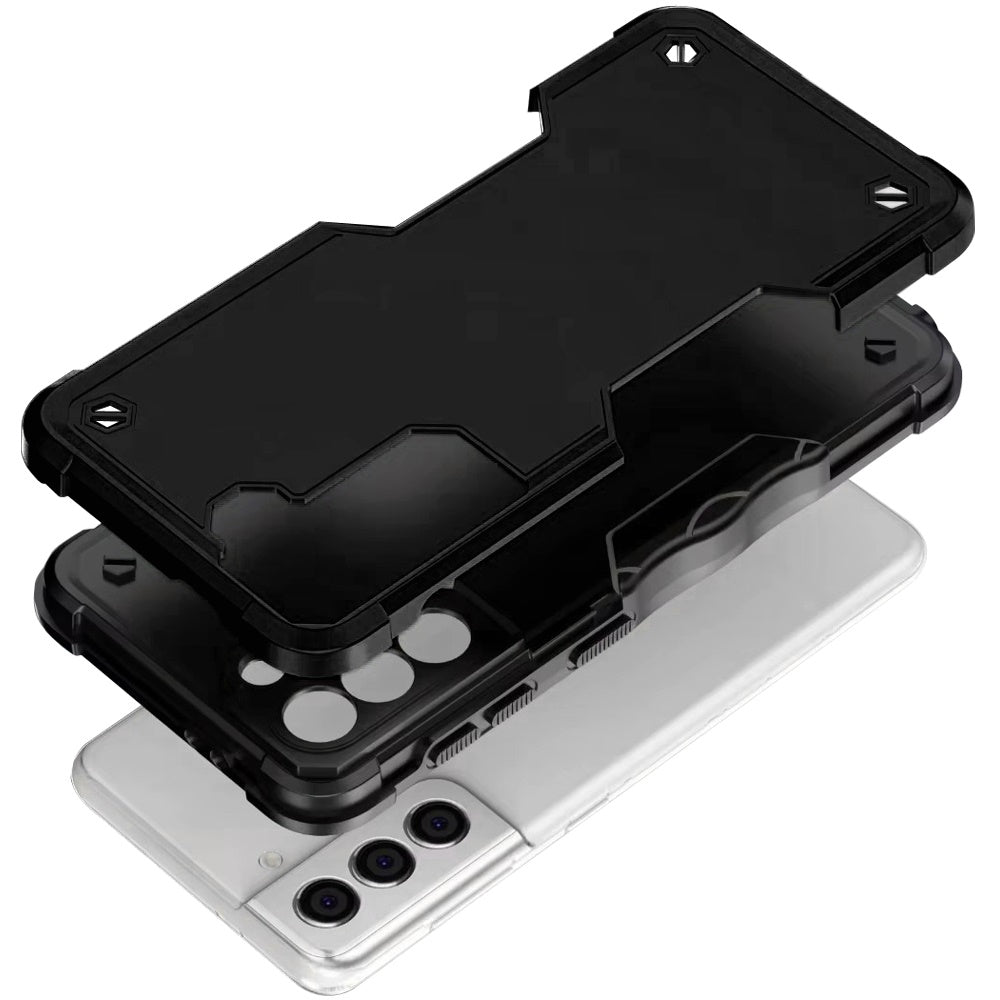 For Samsung Galaxy S21+ Plus Slim Tough Shockproof Hybrid Heavy Duty 2in1 Dual Layer TPU Bumper Rugged Rubber Defend Armor Case Cover Black