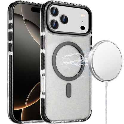 For Apple iPhone 17 Pro (6.3") Transparent Hybrid with Color-Matched Magnetic Circle, Rubber TPU Frame Hard PC Shockproof Case Cover Cosmic Orange