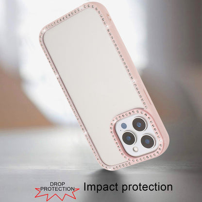 For Samsung Galaxy A36 Diamond Full Rhinestone Clear Hybrid Protective, Sparkly Bling Transparent Shockproof Bumper All Around Case Cover Light Pink