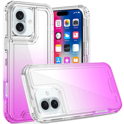 For Apple iPhone 16 (6.1") Hybrid 3in1 Clear Two Color Tone Transparent Shockproof Rubber TPU + Hard Protective Frame Case Cover