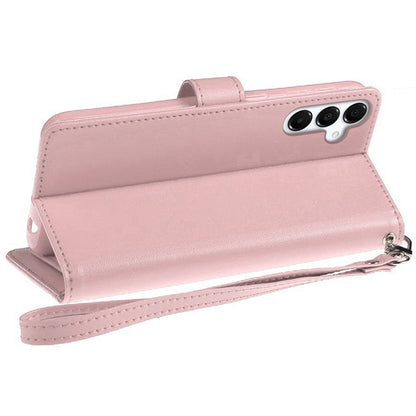 For Samsung Galaxy S26+ / S26 Plus Wallet Cases PU Leather with Credit Card /ID /Cash Holder Slot Dual Flip Book Pouch, Stand and Strap Case Cover Rose Gold