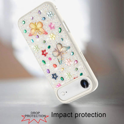 For Apple iPhone 17 Air (6.6") Diamond Butterfly 3D Glitter Bling Design, Slim Hybrid Sparkle Protective Cover TPU for Women Girls Case Cover