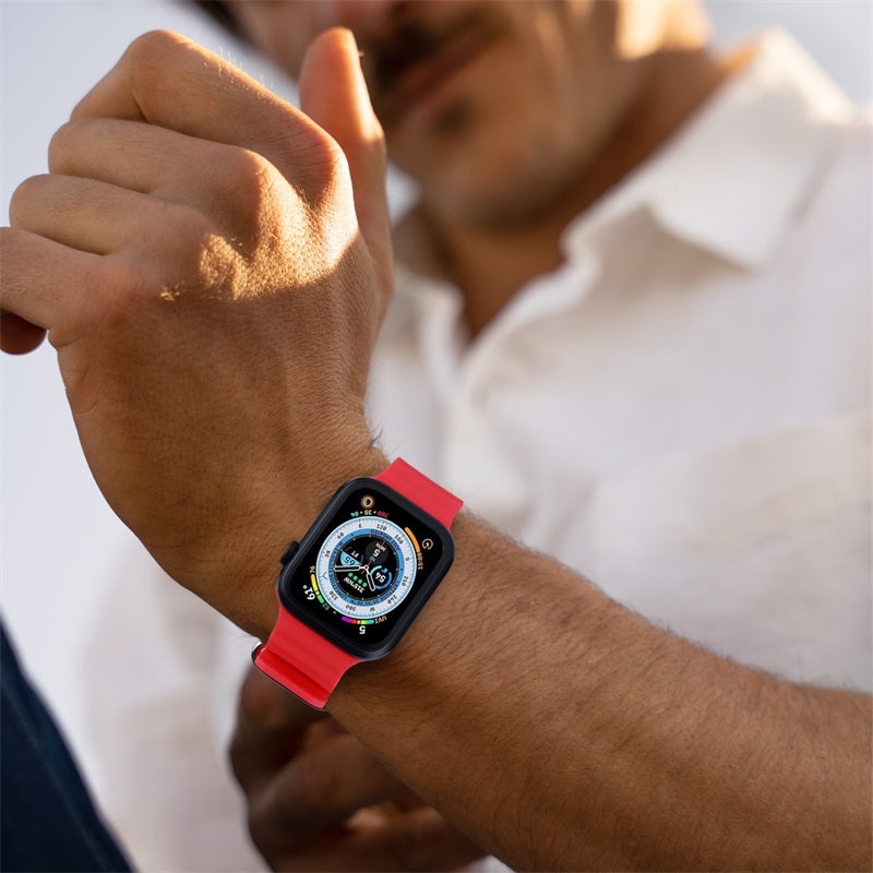 echelon ComfyFit Silicone Strap for Apple Watch Series 9 45mm/Watch Series 10 46mm / Watch SE (2022) 44mm - Red, Apple Watch Accessories
