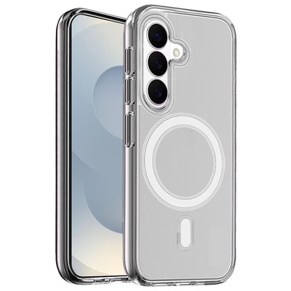 For Samsung Galaxy S26 MagSafe Compatible Transparent Hybrid Case with Magnetic Circle, Shock Absorption TPU Rubber Case Cover