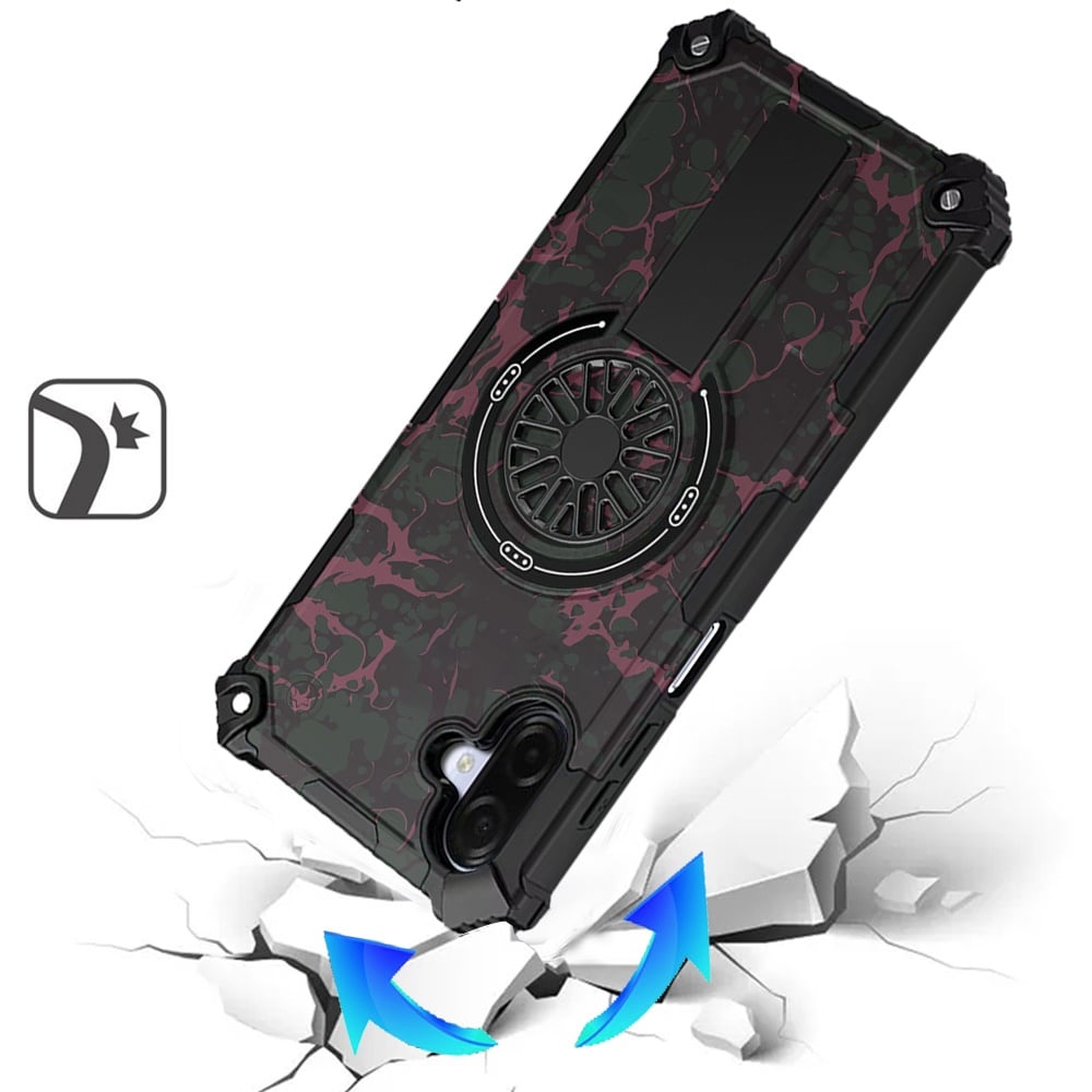 For Samsung Galaxy A07 Magnetic Invisible Kickstand Holder with CD Texture Design, Shockproof Hybrid Military Grade Heavy Duty Case Cover