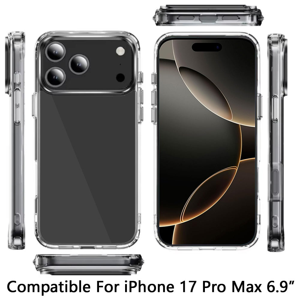 For Apple iPhone 17 Pro Max Shockproof Slim Crystal Clear Transparent Hybrid Cover with Enhanced Drop Protection Case Cover Transparent