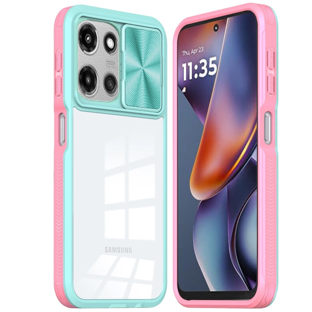 For Motorola Moto G Play 5G 2026 Hybrid Cases with Sliding Camera Cover Transparent Shockproof Bumper TPU Protective Case Cover Red