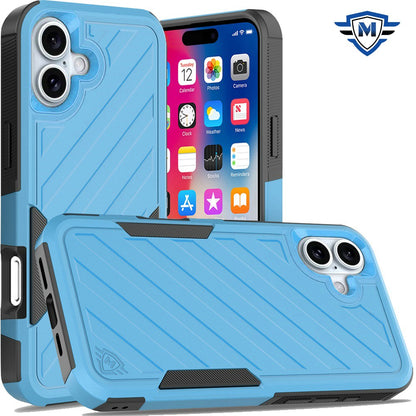 For Apple iPhone 16 Plus (6.7") Premium Design Hybrid lined Shockproof Rugged Textured 2in1 Hard PC & Silicone TPU Non Slip Tough Case Cover