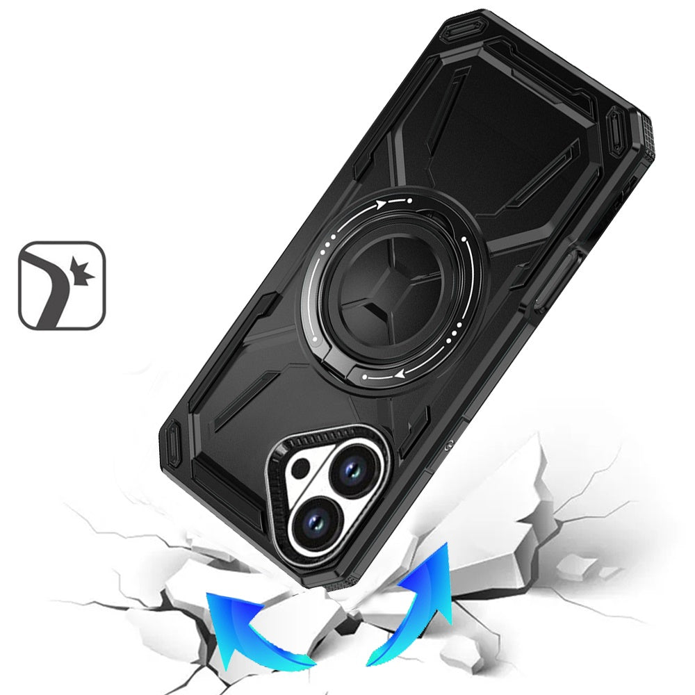 For Apple iPhone 17 (6.3") Hybrid Magnetic Ring and 360° Rotational Kickstand with MagSafe Compatible, Military Grade Drop Protection Case Cover