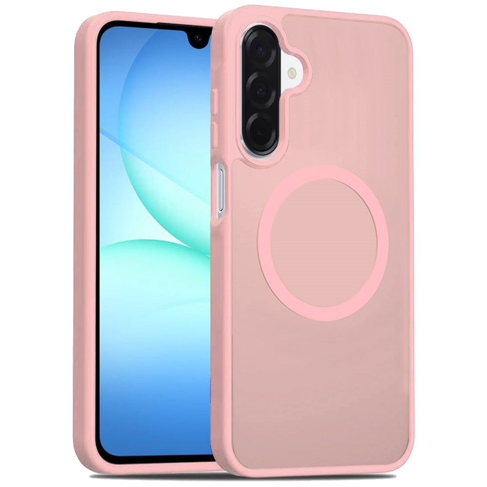 For Samsung Galaxy A17 5G MagSafe Compatible Case Hybrid Soft TPU Bumper Hard Translucent Matte Back Slim Shockproof Case Cover Light Pink