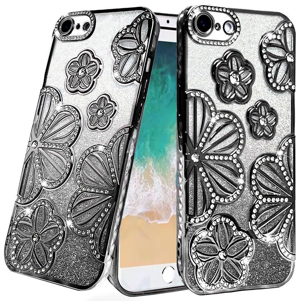 For Samsung Galaxy S26+ / S26 Plus Luxury Flower Design Sparkle Glitter Diamond Rhinestone Shimmer Bling Plating Thick TPU Hard PC Case Cover