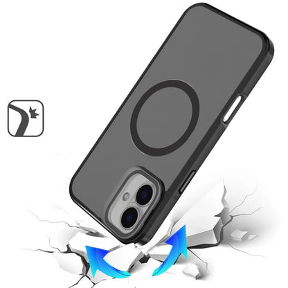 For Apple iPhone 17 (6.3") Tough HQ Hybrid Case with Aluminum Frame Camera Stand, Compatible with MagSafe, Translucent Matte Shockproof Case Cover Cosmic Orange