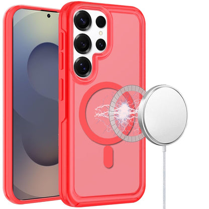 For Samsung Galaxy S25 Ultra Slim & Durable Compatible with MagSafe Hybrid Shockproof Glossy Oil Protective Dual Layer TPU + PC Case Cover Red