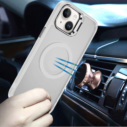 For Apple iPhone 13 Pro Heavy Duty Metallic Hybrid Tough TPU with Camera Ring Stand, MagSafe Compatible, Rugged Drop Protection Case Cover Clear