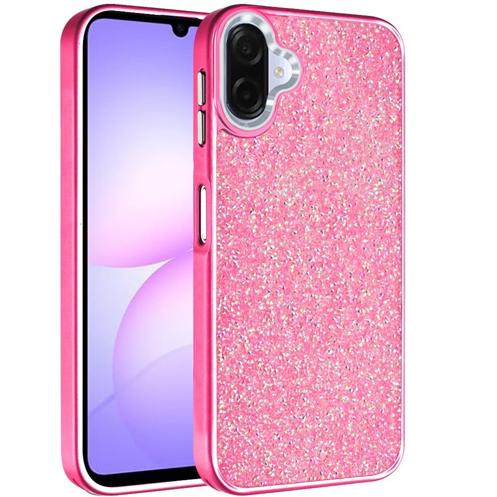 For Samsung Galaxy A07 Crystal Sparkle Diamond Glass Full Mini Glitter Bling Frame TPU Hybrid Protective Case Cover