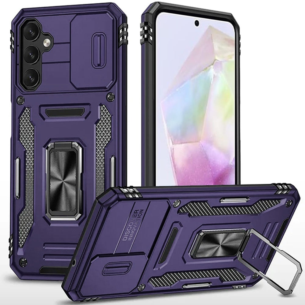 For Samsung Galaxy A36 Hybrid Case with Rotation Ring Stand Shockproof & Camera Window TPU Armor Dropproof Case Cover