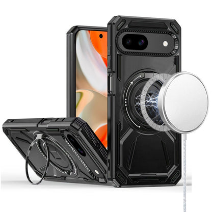 For Google Pixel 9 Pro Hybrid Magnetic Ring and 360° Rotational Kickstand with MagSafe Compatible, Military Grade Drop Protection Case Cover Black