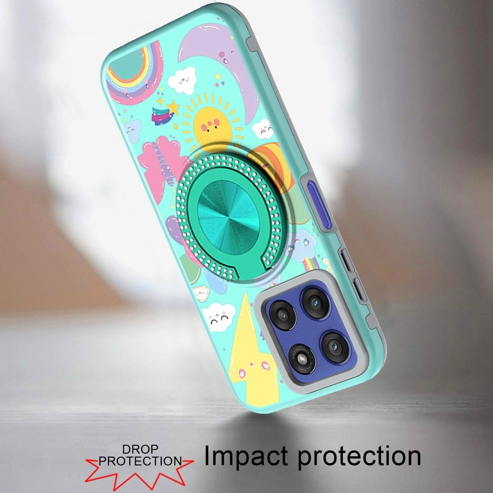 For Motorola Moto G Stylus 5G 2026 /2025 Pattern Design Hybrid with Invisible Ring Stand & Magnetic Back, Shockproof Protective Grip Case Cover