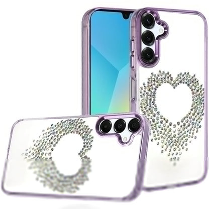 For Samsung Galaxy A16 5G Angel Hearts Bling Glitter Diamond Hybrid TPU Cover, Colorful Frame Shockproof Protective Back Case Cover