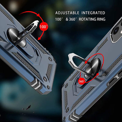 For Motorola Razr+ 2025, Motorola Razr+ Plus (2025) Shockproof Hybrid Dual Layer PC + TPU with Metal Ring Kickstand Heavy Duty Armor Shell Case Cover Blue