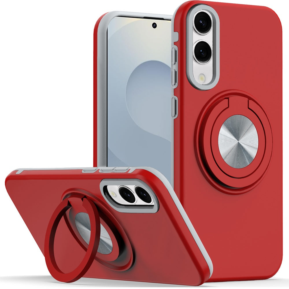 For Samsung Galaxy S25 EDGE Metal Matte Hybrid with Invisible Rotational Ring Stand, Car Mount Friendly, Military Grade Slim Fit Sturdy Case Cover