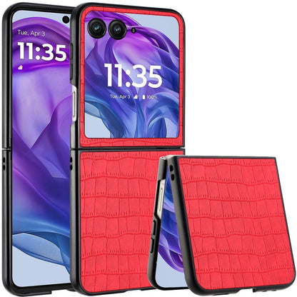 For Motorola Razr+ PLUS (2025 /2024) PU Vegan Leather Case, Premium Snap-On Hard Shell Cover, Slim Fit Protective Matte Finish Case Cover Red