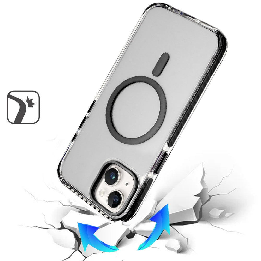 For Apple iPhone 17 AIR Transparent Hybrid with Color-Matched Magnetic Circle, Rubber TPU Frame Hard PC Shockproof Case Cover