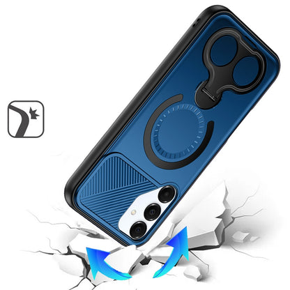 For Samsung Galaxy A16 5G Hybrid with Invisible 2 Hole Ring Stand Magnetic back Car Mount Friendly Protector Case Cover