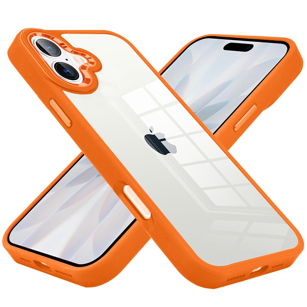 For Apple iPhone 17 (6.3") Slim Fit Hybrid Transparent Thick Acrylic with Metal Buttons Frame Protective Hard PC + TPU Shockproof Case Cover