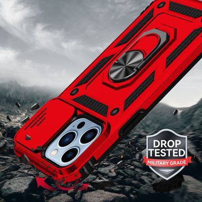 For Samsung Galaxy S20 Ultra Hybrid Ring Shockproof with 360° Rotate Ring Kickstand, Camera Lens Protection, Soft Edge Bumper Case Cover Red