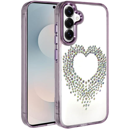 For Samsung Galaxy S26 Angel Hearts Bling Glitter Diamond Hybrid TPU Cover, Colorful Frame Shockproof Protective Back Case Cover