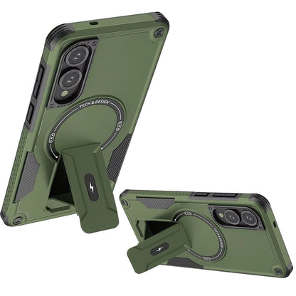 For Samsung Galaxy S25 EDGE Magnetic Invisible Kickstand Holder with Magsafe, Slim Fit Shockproof Hybrid Military Grade Heavy Duty Case Cover