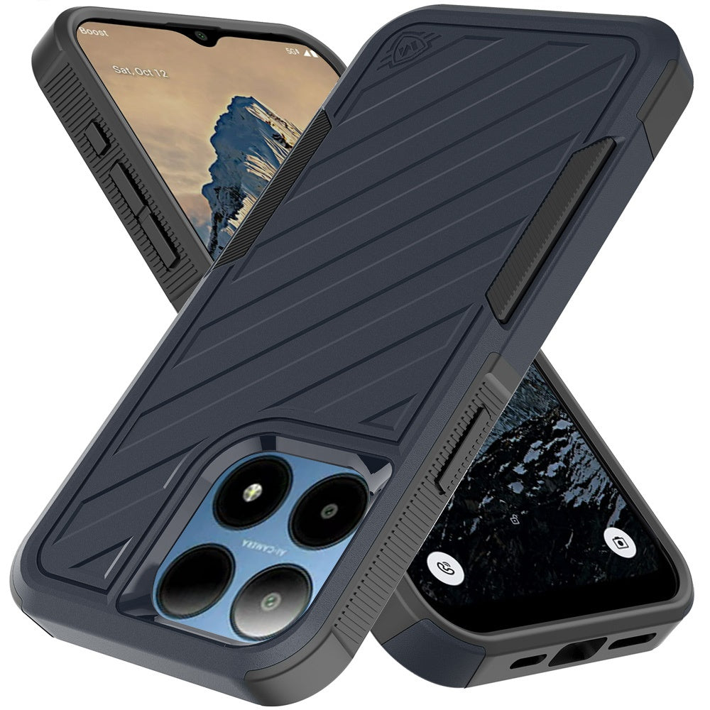 For Boost Mobile Summit 5G Hybrid lined shockproof dual layer Rugged 2in1 Hard PC & Silicone TPU Non Slip Textured Tough Armor Case Cover