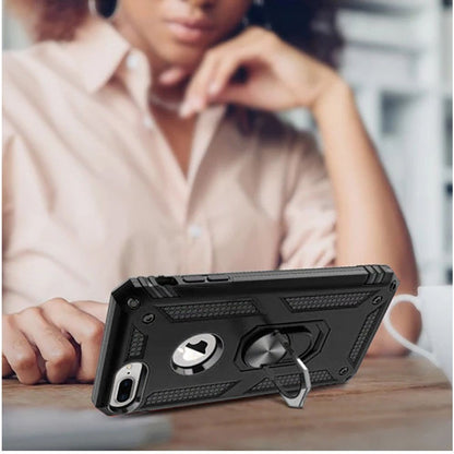 For iPhone 8 Plus / iPhone 7 Plus Hybrid Shockproof Durable 360 Degree Rotatable Ring Stand Holder Kickstand Fit Magnetic Car Mount Case Cover Black