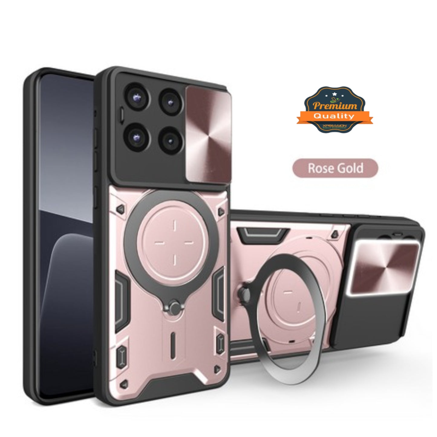 For Motorola Moto G Stylus 5G 2025 Hybrid Shockproof with Magnetic Ring Stand, Compatible with Magsafe & Sliding Camera Lens Protector Case Cover