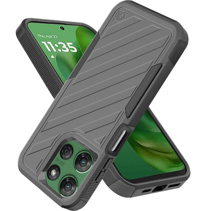 For Motorola Moto G Power 5G 2025 Hybrid lined shockproof dual layer Rugged 2in1 Hard PC & Silicone TPU Non Slip Textured Tough Armor Case Cover